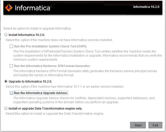 此图介绍可用的 Informatica 升级版本。 
				