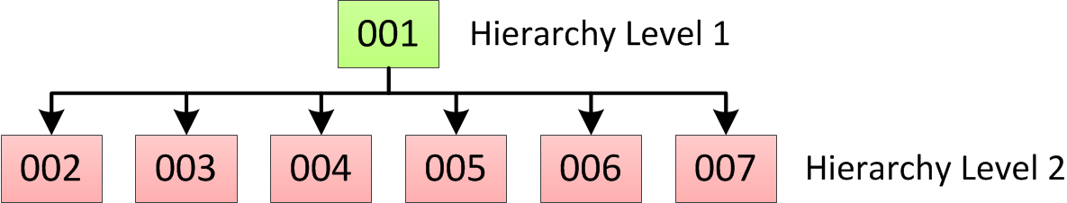 A hierarchy showing the first and second hierarchy levels. 
			 