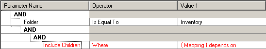 The AND logical operator and parameter fields appear in red text because they are not valid. 
		  