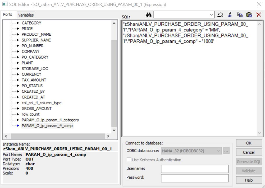 The image shows a view with multiple parameters separated using commas. 
				