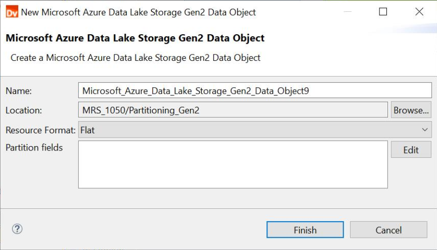 Create a Microsoft Azure Data Lake Storage Gen2 Data Object 
					 
