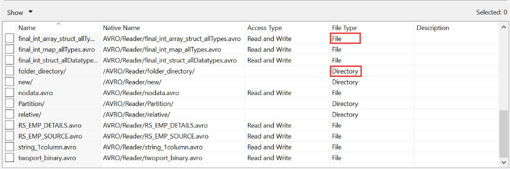 Use the file type to distinguish between a file and directory 
				