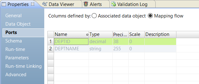 Select mapping flow to enable upstream mapping objects to update the incoming ports for the Write transformation.
				  