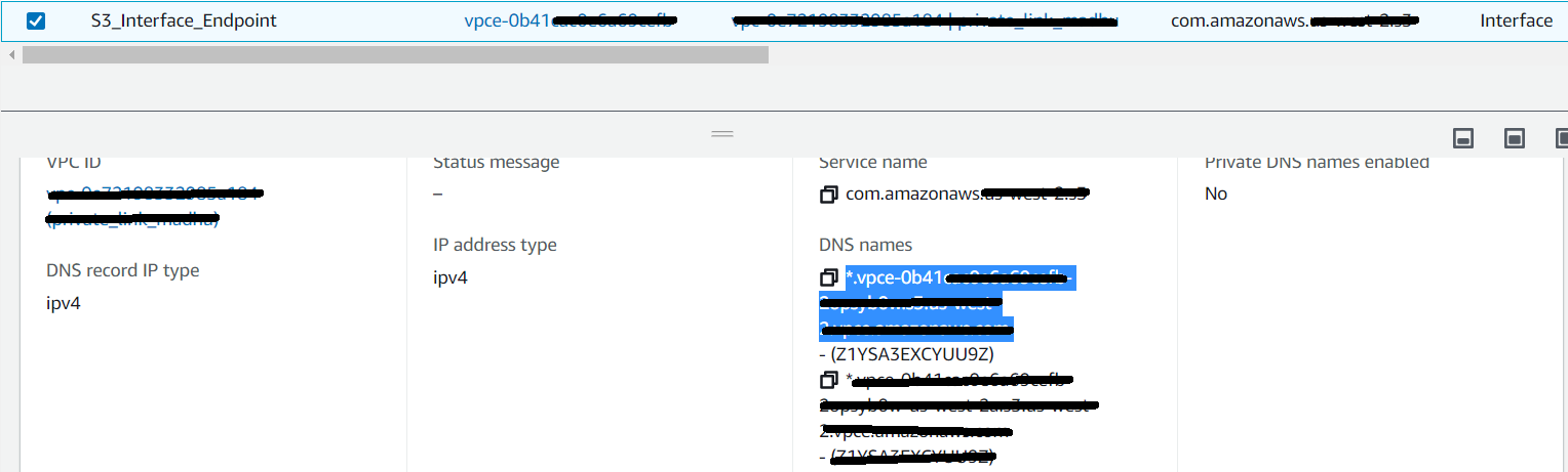 The DNS name of the interface endpoint. 
				