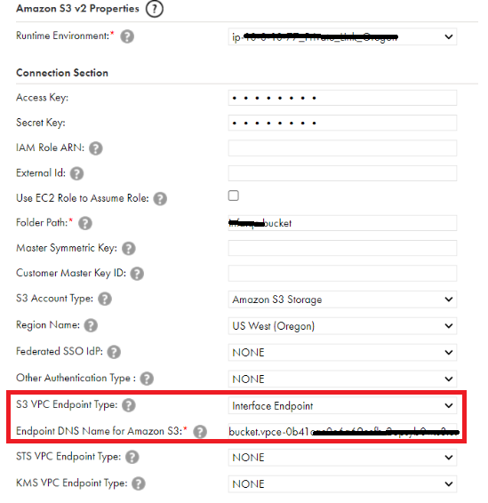 The connection properties to configure for the interface endpoint.
		  