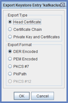 Export Keystore Entry dialog box.
				