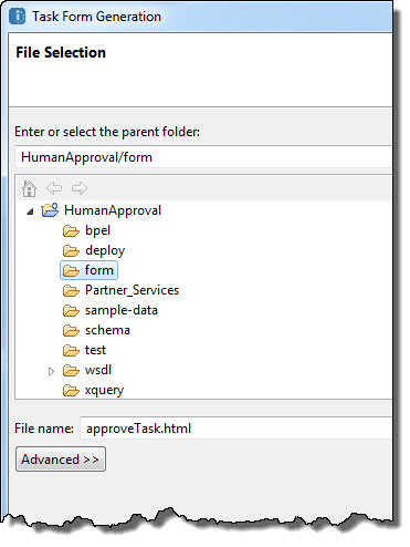 Task Form Generation Dialog 
				