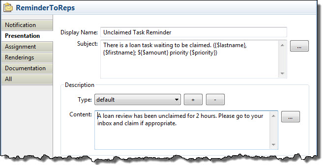 Presentation tab 
					 