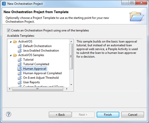 New Orchestration Project templates page
				