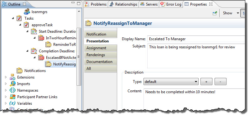 Presentation tab 
					 