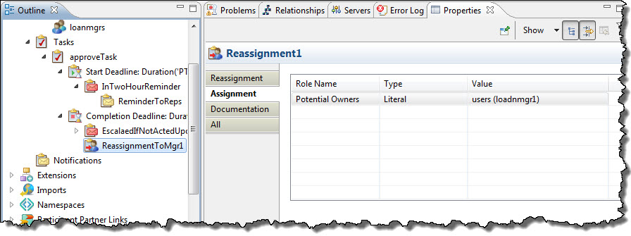 Assignment tab 
					 