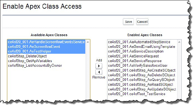 Enable Apex Class Access area 
			 