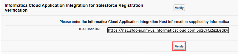 The image shows the Informatica Cloud Application Integration Host URL. 
				