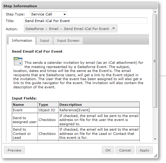 Send Email iCal For Event Information tab 
			 