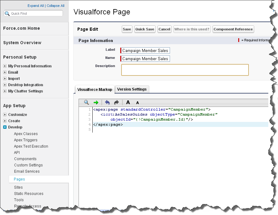 Customizing a Salesforce page 
				