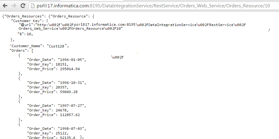 The image shows the web service URL with Orders_Web_Service/Orders_Resource/10 appended to it. 
				  