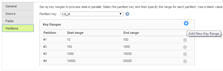 The Edit Partition Point dialog box shows Partition#1 and Partition#2. Partition#2 is selected. At the bottom of the dialog box is the partition type selection list. Key Range is selected.