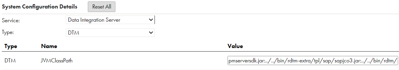 The configured JVMClassPath property for the Secure Agent. 
						  