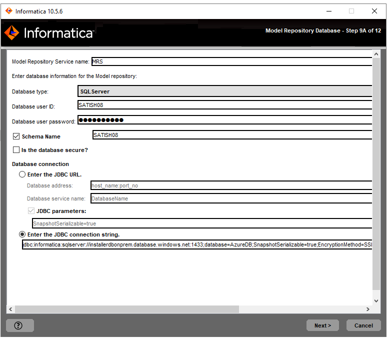 The image describes about configuring the Model Repository database.
				