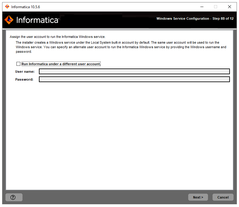 This image describes about the windows service configuration information.
				