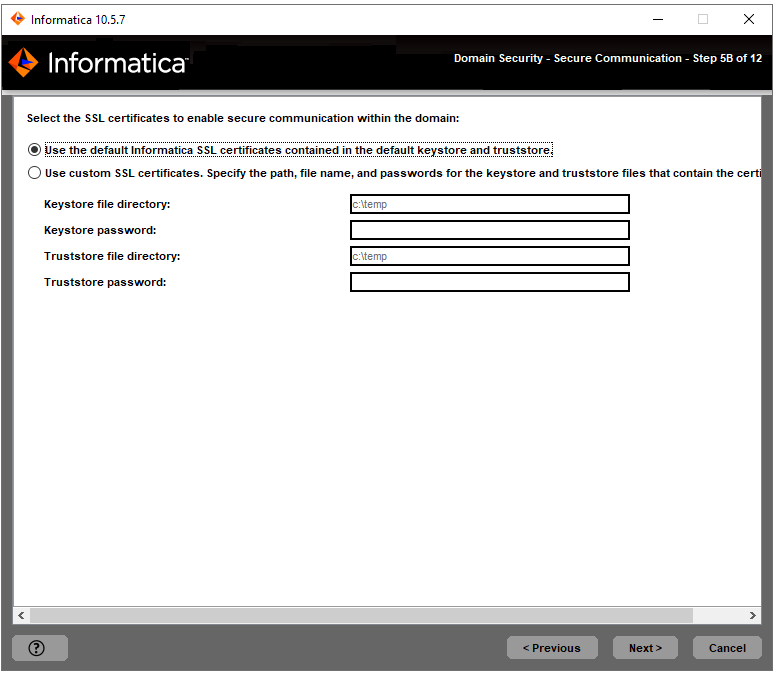 This image describes about selecting the security certificates to secure the domain.
				  