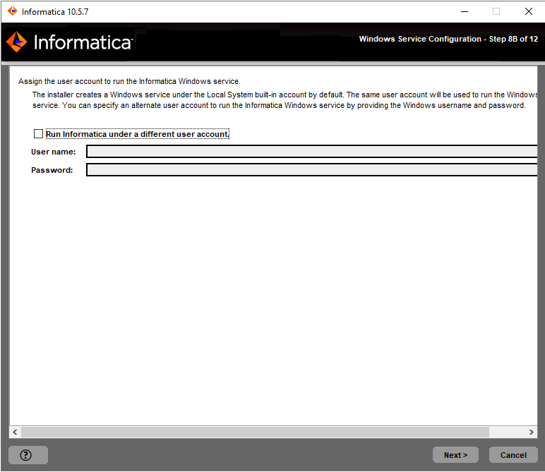 This image describes about the windows service configuration information.
				