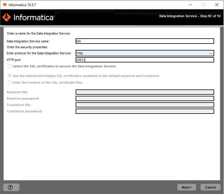 This image shows the details to configure the service parameters for the application services.
				  