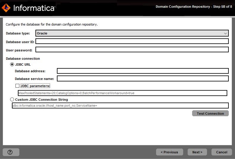 This image describes about configuring the database for the domain configuration repository. 
				  