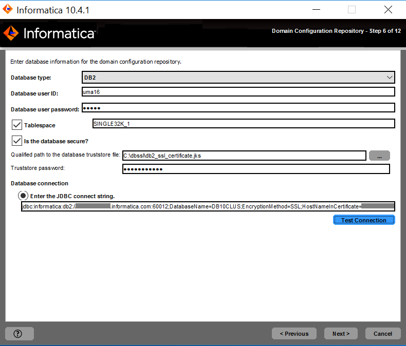 This image describes about configuring the database for the domain configuration repository.
				  