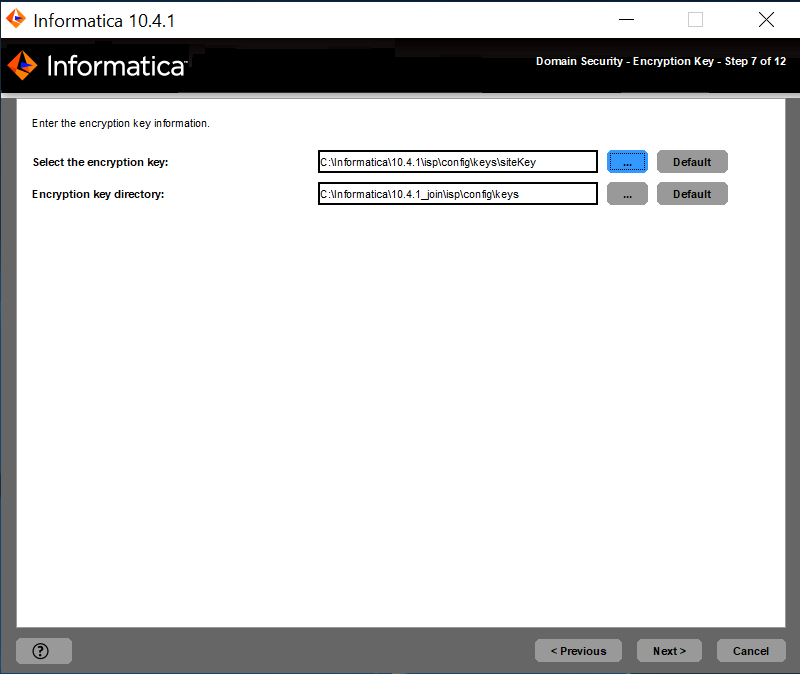 This image describes about specifying the encryption key information. 
				  