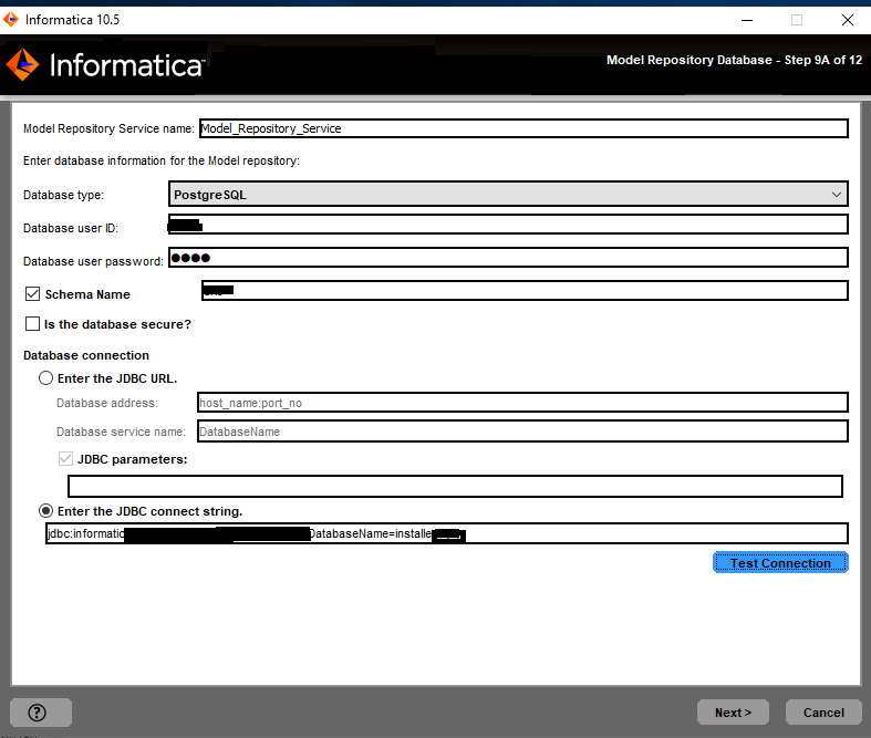 En la imagen se muestra cómo se configura la base de datos del repositorio de modelos. 
				