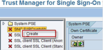 Right-click the SNC SAP Cryptolib node and click Create.
				  