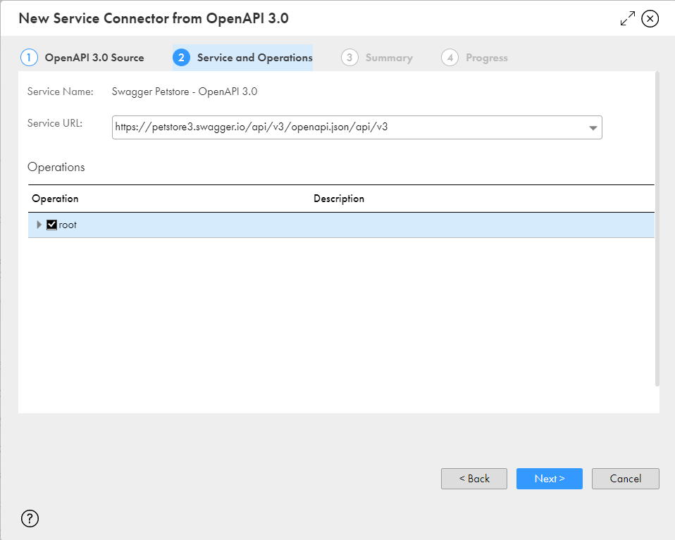 The image shows the Service and Operations tab. 
				  