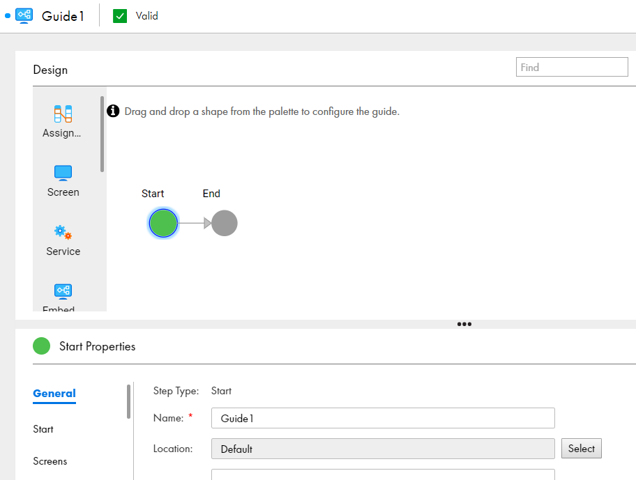 This image shows a process with Start and End steps. 
				