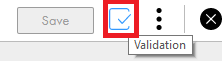 The image shows the Validation icon that is used to open the Validation panel. 
				  