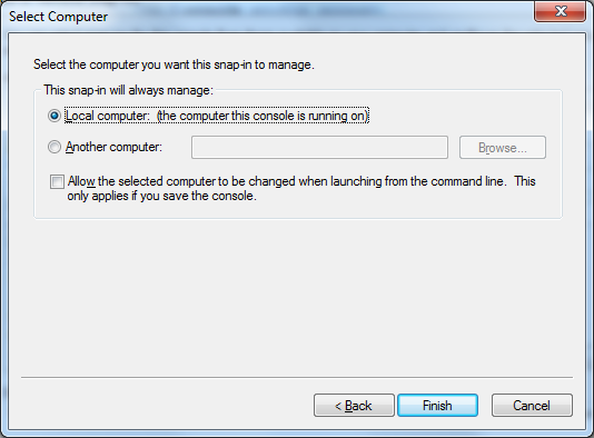 This image shows the selected local computer. 
				  