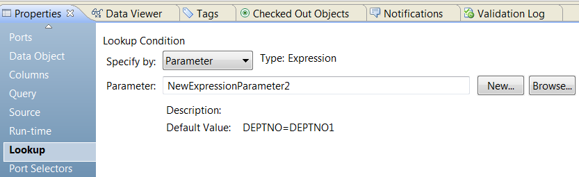 La ficha Búsqueda tiene la opción Especificar por parámetro seleccionada. Hay un parámetro seleccionado denominado NewExpressionParameter2. El valor predeterminado es CustomerID_IN = C_CUSTKEY.
		  