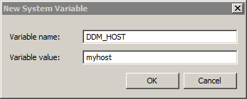 The variable name is DDM_HOST and the variable value is myhost. 
				  