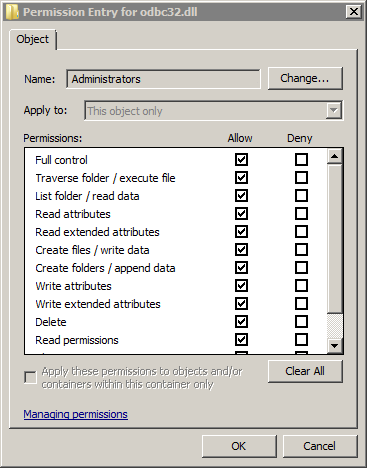 The Allow box is selected for all of the rows. 
				