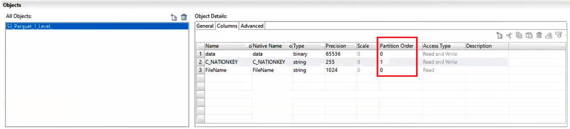 The partition order tab shows the order of partitions. 
				  