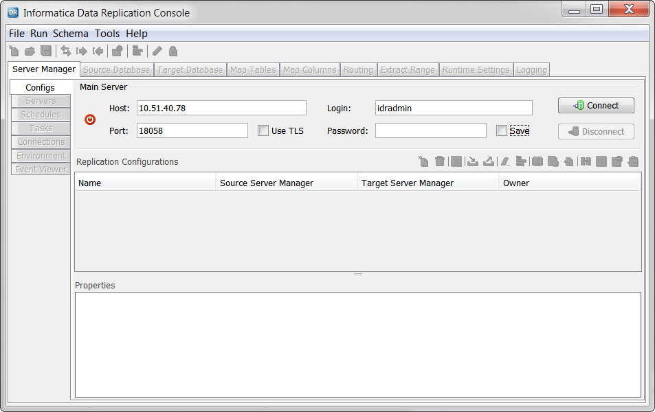 Server Manager > Configs view 
				  