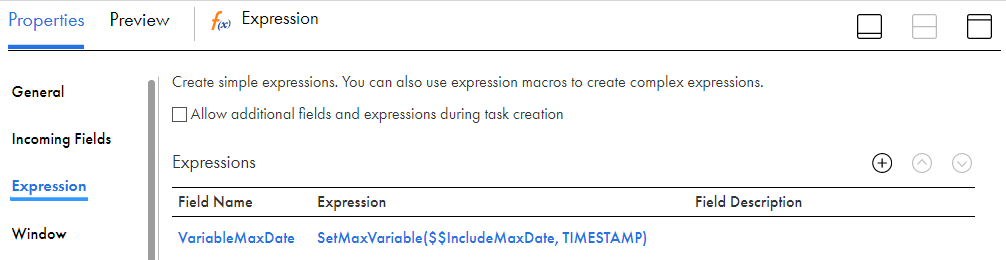 The saved expression for VariableMaxDate is available for editing on the Expression page. 
				  