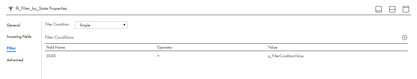 The Filter Conditions table shows the completed filter condition. 
				  