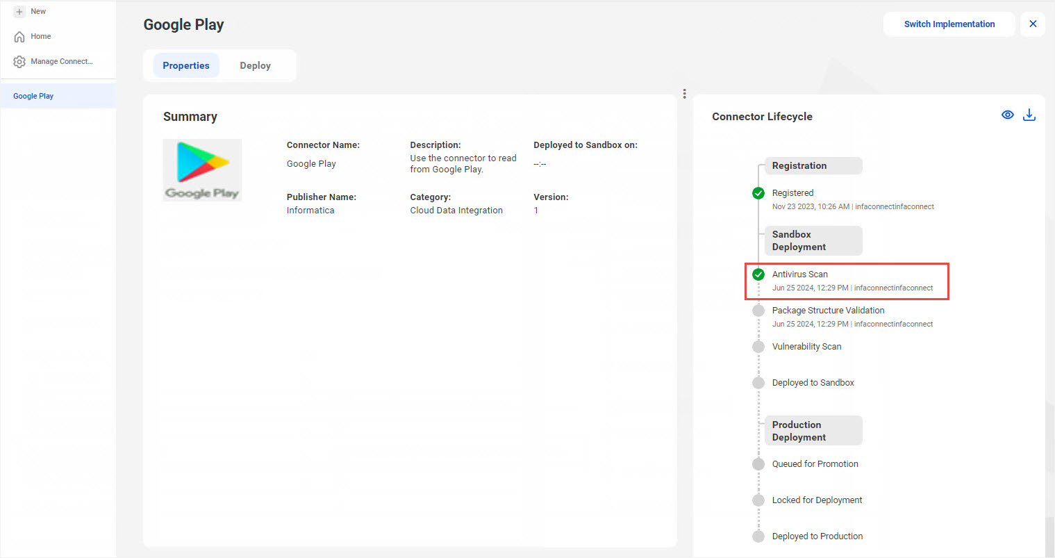 View the status of the deployment process. 
				