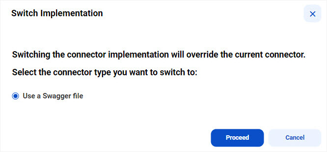 Switch the connector type form SDK to Swagger file. 
				  