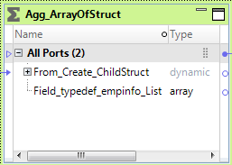 The Aggregator transformation contains an array output port and a dynamic port. 
				  