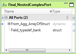 The final Expression transformation contains the nested struct port and a dynamic port. 
				  