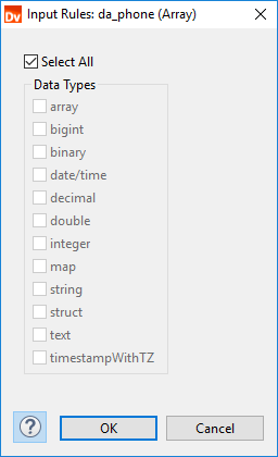 The Select All option is selected in the Dynamic Array Input Rule dialog box. 
		  