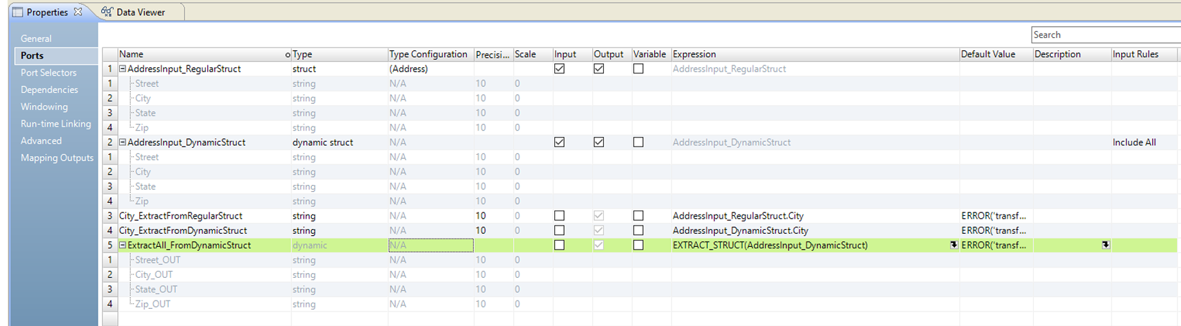 Using the EXTRACT_STRUCT function to extract data from the address input. 
		  