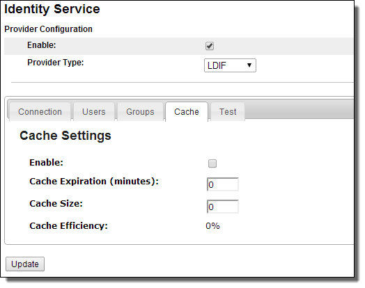 Cache tab for Identity Service 
		  